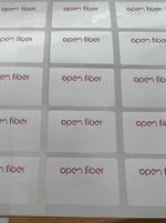 Adesivo Open Fiber Dim.mm.50x30    Conf.100 Fogli da 30 adesivi+Coprente
